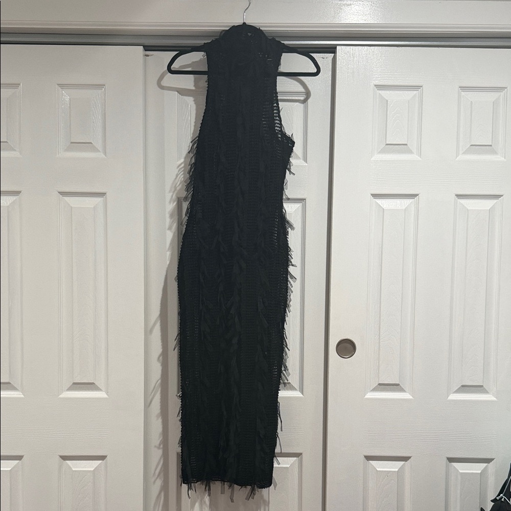 Chic Black Textured Midi Dress